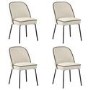 Set of 4 Cream Fabric Dining Chairs with Contrast Piped Detail - Celia