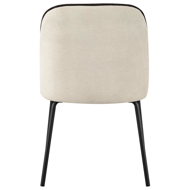 Set of 2 Cream Fabric Dining Chairs with Contrast Piped Detail - Celia