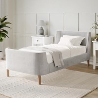 Grey Velvet Single Sleigh Bed Frame - Charlotte