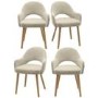 Set of 4 Beige Fabric Dining Chairs with Oak Legs - Colbie