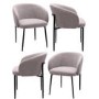 Set of 4 Taupe Boucle Upholstered Dining Chairs - Cora