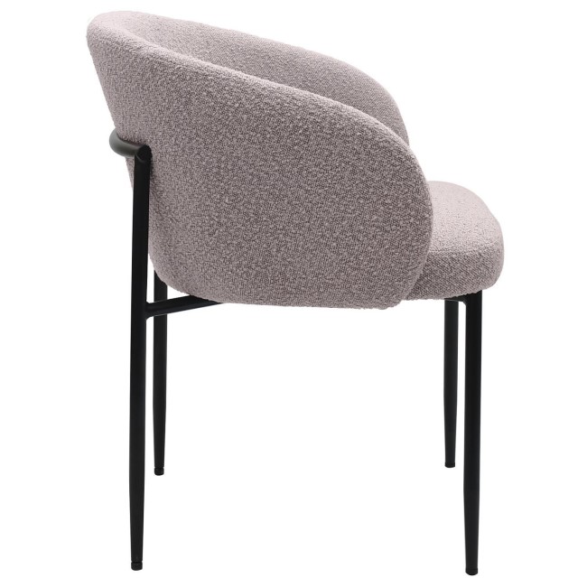 Set of 4 Taupe Boucle Upholstered Dining Chairs - Cora