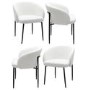 Set of 4 White Boucle Upholstered Dining Chairs - Cora