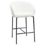 Set of 3 White Boucle Upholstered Kitchen Stools with Black Legs and Back - Cora