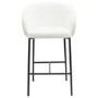 Set of 3 White Boucle Upholstered Kitchen Stools with Black Legs and Back - Cora