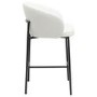 Set of 3 White Boucle Upholstered Kitchen Stools with Black Legs and Back - Cora