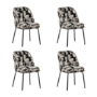 Set of 4 Cream and Black Jacquard Fabric Dining Chairs - Colette