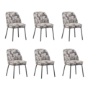 Set of 6 Cream and Grey Jacquard Fabric Dining Chairs - Colette