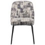 Set of 6 Cream and Grey Jacquard Fabric Dining Chairs - Colette