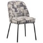 Set of 6 Cream and Grey Jacquard Fabric Dining Chairs - Colette