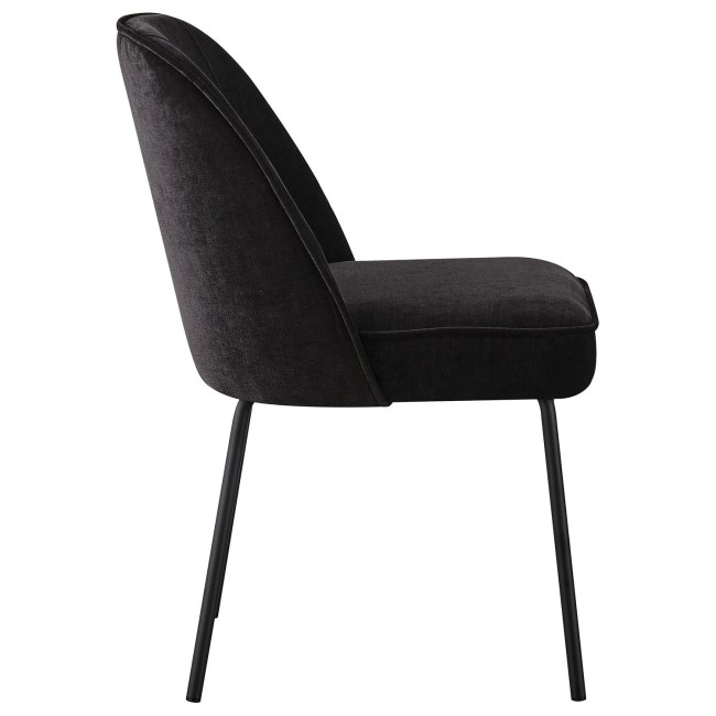 Set of 2 Black Fabric Dining Chairs with Piped Detail - Leighton