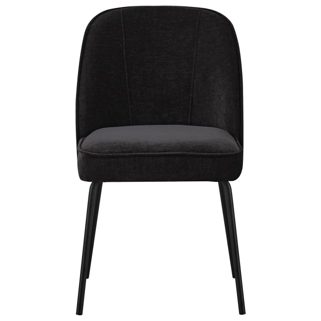 Set of 2 Black Fabric Dining Chairs with Piped Detail - Leighton