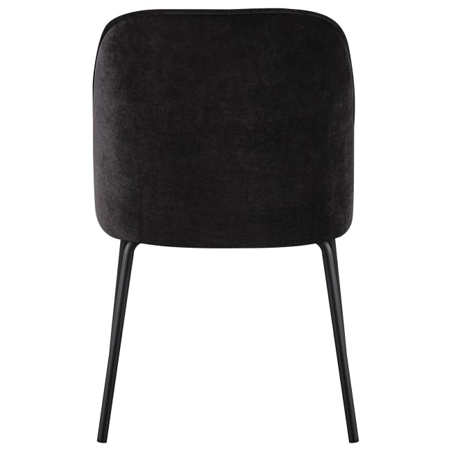 Set of 2 Black Fabric Dining Chairs with Piped Detail - Leighton