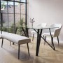 Glass Dining Table Set with 2 Cream Boucle Chairs & 1 Bench - Seats 4 - Dax