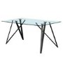 Glass Top Dining Table with Black Metal Legs - Seats 6 - Dax