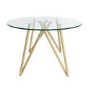 Round Glass Dining Table Set with Gold Legs and 4 Mink Velvet Chairs - Seats 4 - Dax