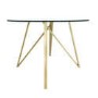 Round Glass Dining Table Set with Gold Legs and 4 Mink Velvet Chairs - Seats 4 - Dax