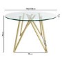 Round Glass Dining Table Set with Gold Legs with 4 Cream Boucle Chairs - Seats 4 - Dax