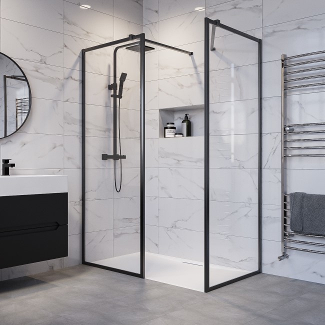 1200x800mm Low Profile Rectangular Shower Tray with Waste - White Stone Resin - Helsinki