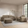 3 Seater Sofa and Armchair Set with Footstool in Mink Velvet - Elvi