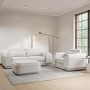 3 Seater Sofa Armchair and Footstool Set in Cream Boucle - Elvi