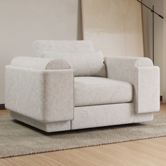 3 Seater Sofa and Armchair Set in Cream Boucle - Elvi