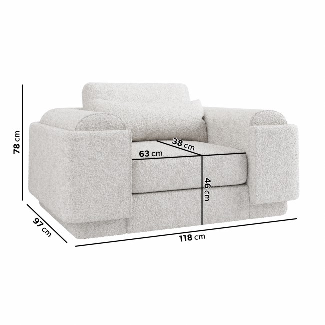 3 Seater Sofa and Armchair Set in Cream Boucle - Elvi