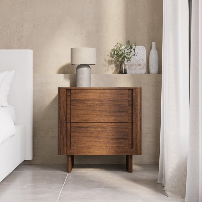 Dark Wood Bedside Table and Chest of Drawers Set - Emile Sustainable Furniture