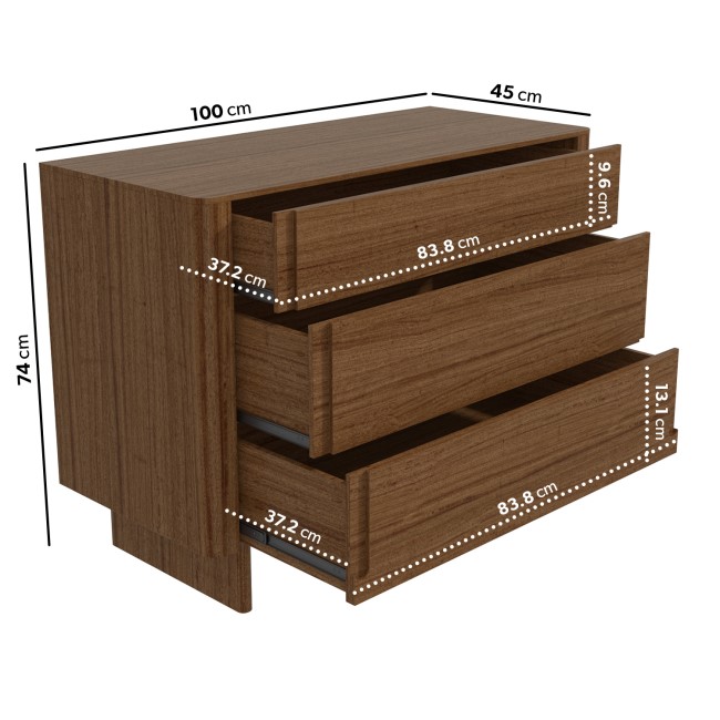 Dark Wood Bedside Table and Chest of Drawers Set - Emile Sustainable Furniture