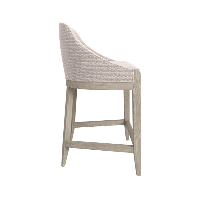 Set of 2 Beige Textured Fabric Kitchen Stools With Back  - Etta