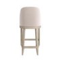 Set of 2 Beige Textured Fabric Kitchen Stools With Back  - Etta