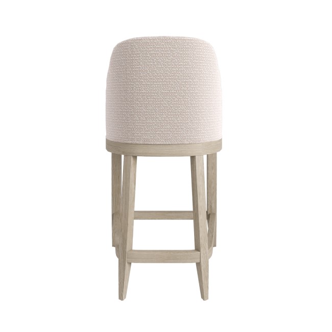 Set of 2 Beige Textured Fabric Kitchen Stools With Back  - Etta