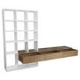 Dark Oak and White Gloss Wall Hung Bookcase with Open Shelving and Drawers - Everett