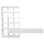 White Gloss Wall Hung Bookcase with Open Shelving and Drawers - Everett