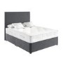 Grey Velvet Single Divan Bed with Plain Headboard - Langston