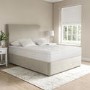 Beige Velvet Single Divan Bed with Plain Headboard - Langston