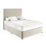 Beige Velvet Single Divan Bed with Plain Headboard - Langston