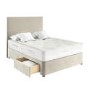 Beige Velvet Small Double Divan Bed with 2 Drawers and Plain Headboard - Langston