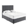 Grey Velvet Double Divan Ottoman Bed with Vertical Stripe Headboard - Langston