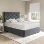 Grey Velvet Small Double Divan Bed with 2 Drawers and Chesterfield Headboard - Langston