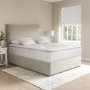 Beige Velvet Single Divan Bed with Horizontal Stripe Headboard - Langston