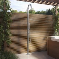 Chrome Outdoor Shower with Pencil Hand Shower 2 Outlets - Fiji