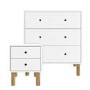 Kids White Bedside Table and Chest of Drawers Set - Juni