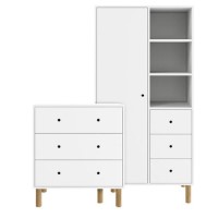 Kids White Chest of Drawers and Wardrobe Set - Juni 