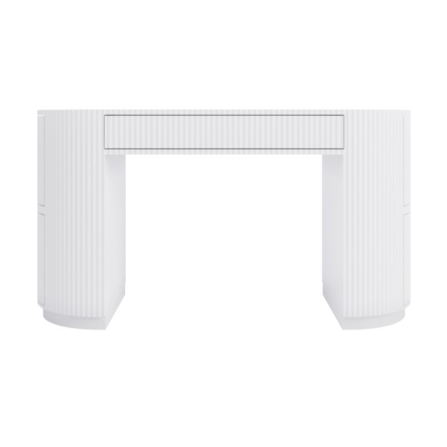 White Ribbed Office Desk and File Cabinet Set - Finn