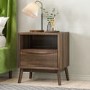 Walnut Bedside Table and Wide Chest of Drawers Set - Frances