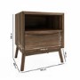 Walnut Bedside Table and Tall Chest of Drawers Set - Frances