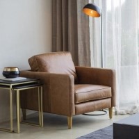 Osborne Accent Chair in Vintage Brown Leather - Caspian House