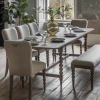 Caspian House Large Oak Extendable Dining Table Set with 6 Bobbin Detail Chairs and 1 bench - seats 7 - Artisan