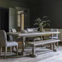 Rectangular Trestle Extendable Dining Table Set with 4 Dining Chairs & 1 bench - seats 8 - Vancouver - Caspian House